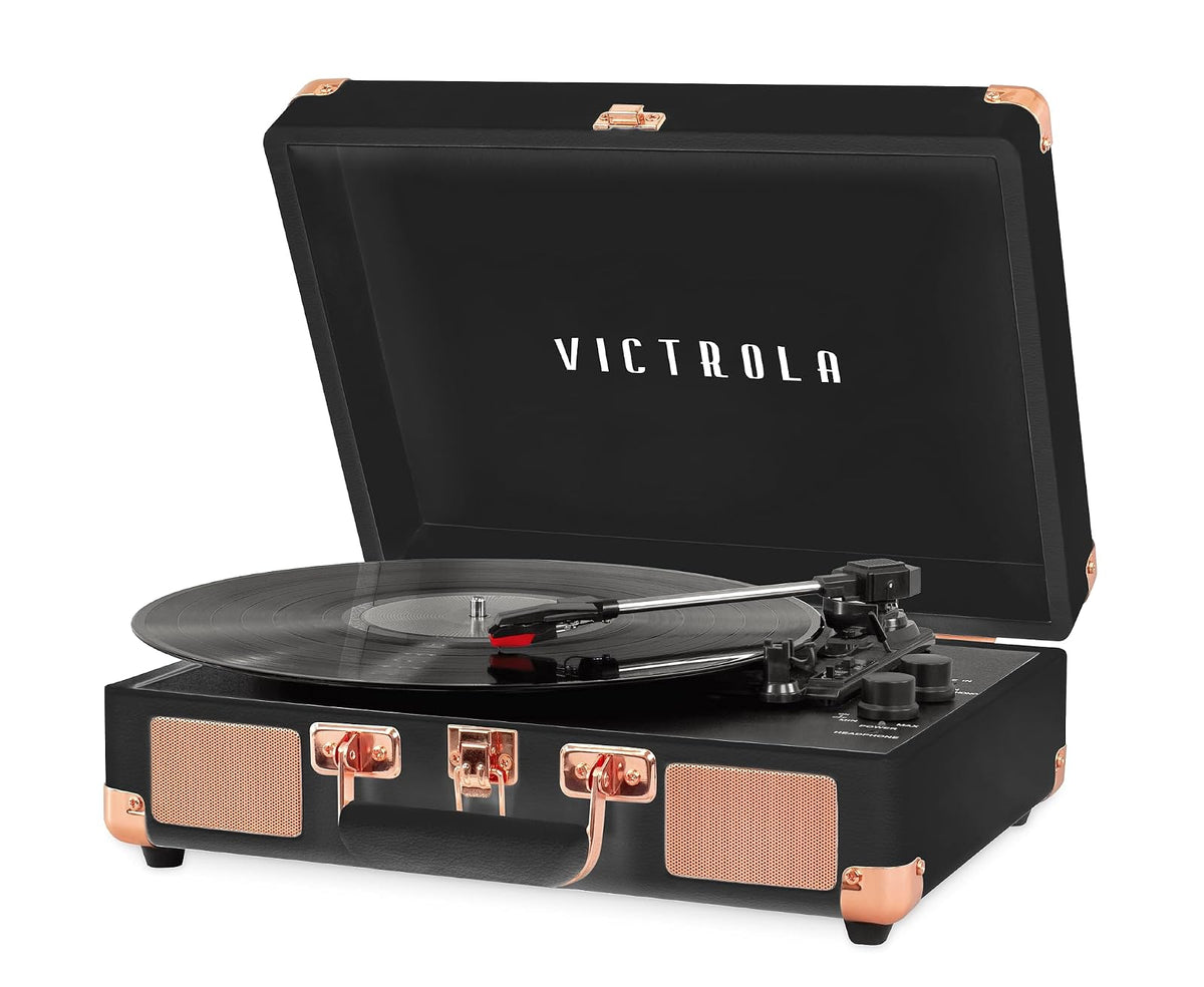 Victrola Journey Tocadiscos de Maleta Bluetooth, 3 Velocidades - Black Rose Gold