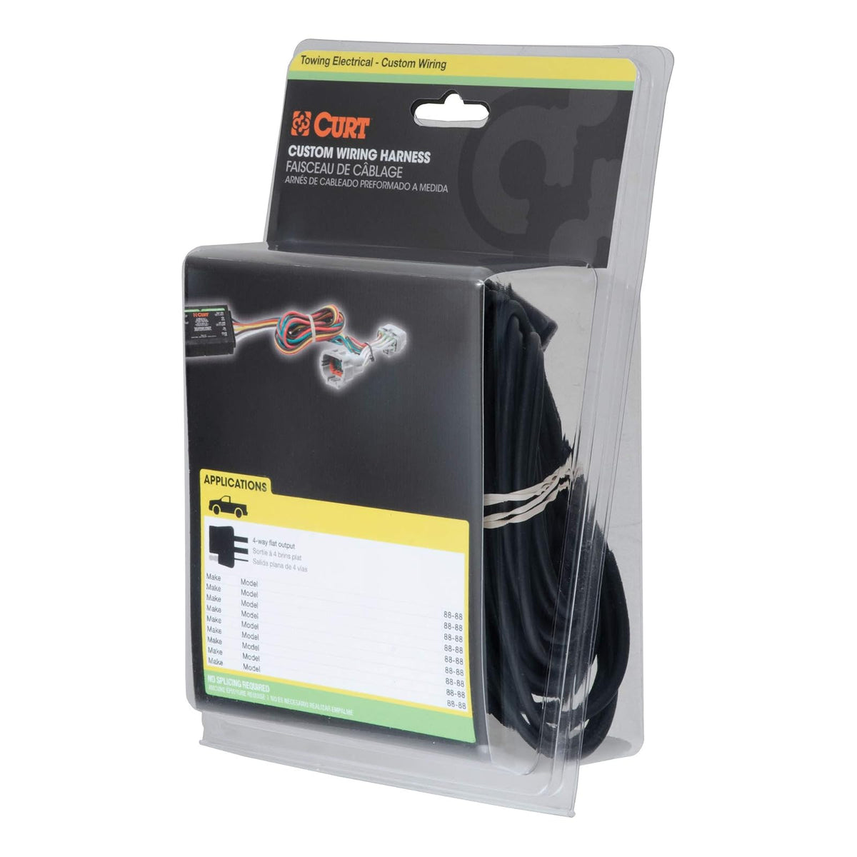 CURT Arnés de Cableado Personalizado para Remolque de 4 Pines 55567, Negro