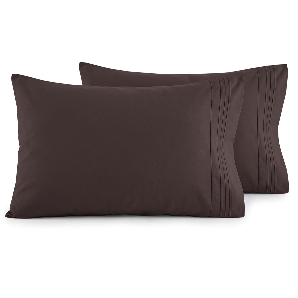 Fundas de Almohada Elegant Comfort de Microfibra Set de 2 - Marrón Chocolate - Standard - Queen Size