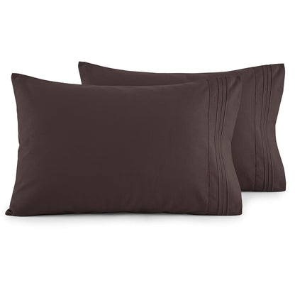 Fundas de Almohada Elegant Comfort de Microfibra Set de 2 - Marrón Chocolate - Standard - Queen Size