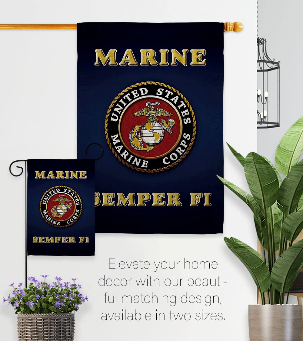 Bandera de Semper Fi del Cuerpo de Marines de los Estados Unidos con bandera de Semper Fi de doble cara para decoración de césped, regalo para casa, jardín, patio, bandera militar estadounidense,