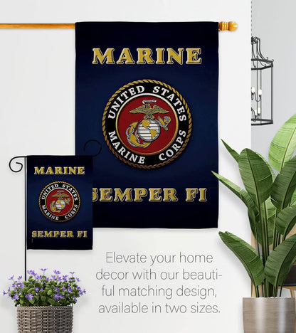 Bandera de Semper Fi del Cuerpo de Marines de los Estados Unidos con bandera de Semper Fi de doble cara para decoración de césped, regalo para casa, jardín, patio, bandera militar estadounidense,