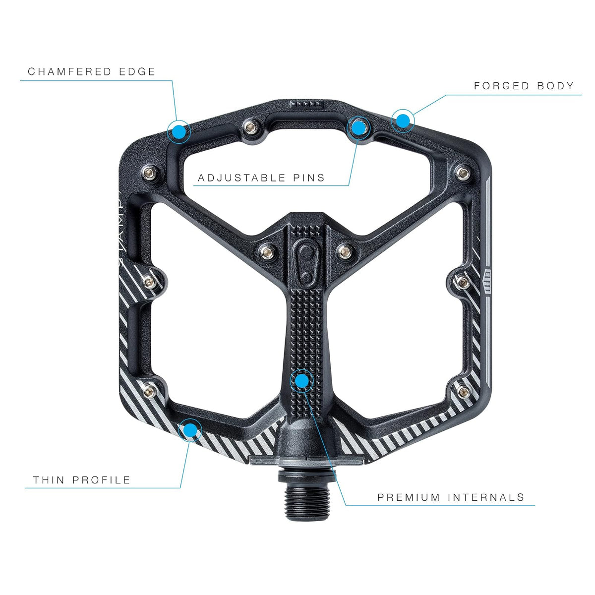 Crank Brothers Stamp 2 - Pedal grande para cuerpo crudo, color negro