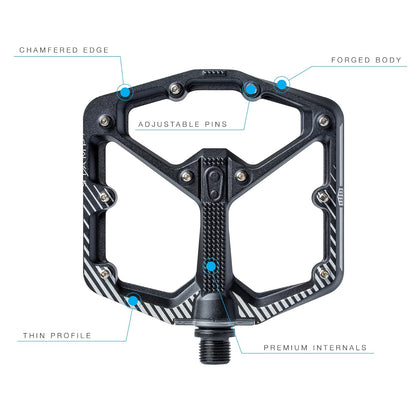 Crank Brothers Stamp 2 - Pedal grande para cuerpo crudo, color negro