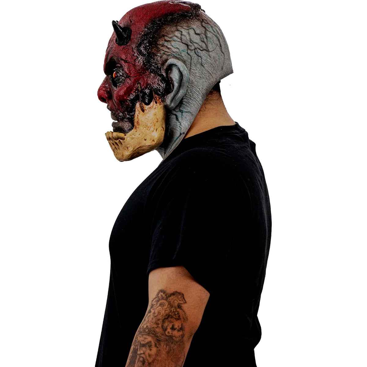 Ghoulish Productions Máscara De Látex Cracked Evil, Accesorio Látex Cosplay Demonio Rojo, Disfraz Aterrador para Halloween y Fiestas Temáticas, Cosplay Monstruo Maldito, Diseño Artesanal