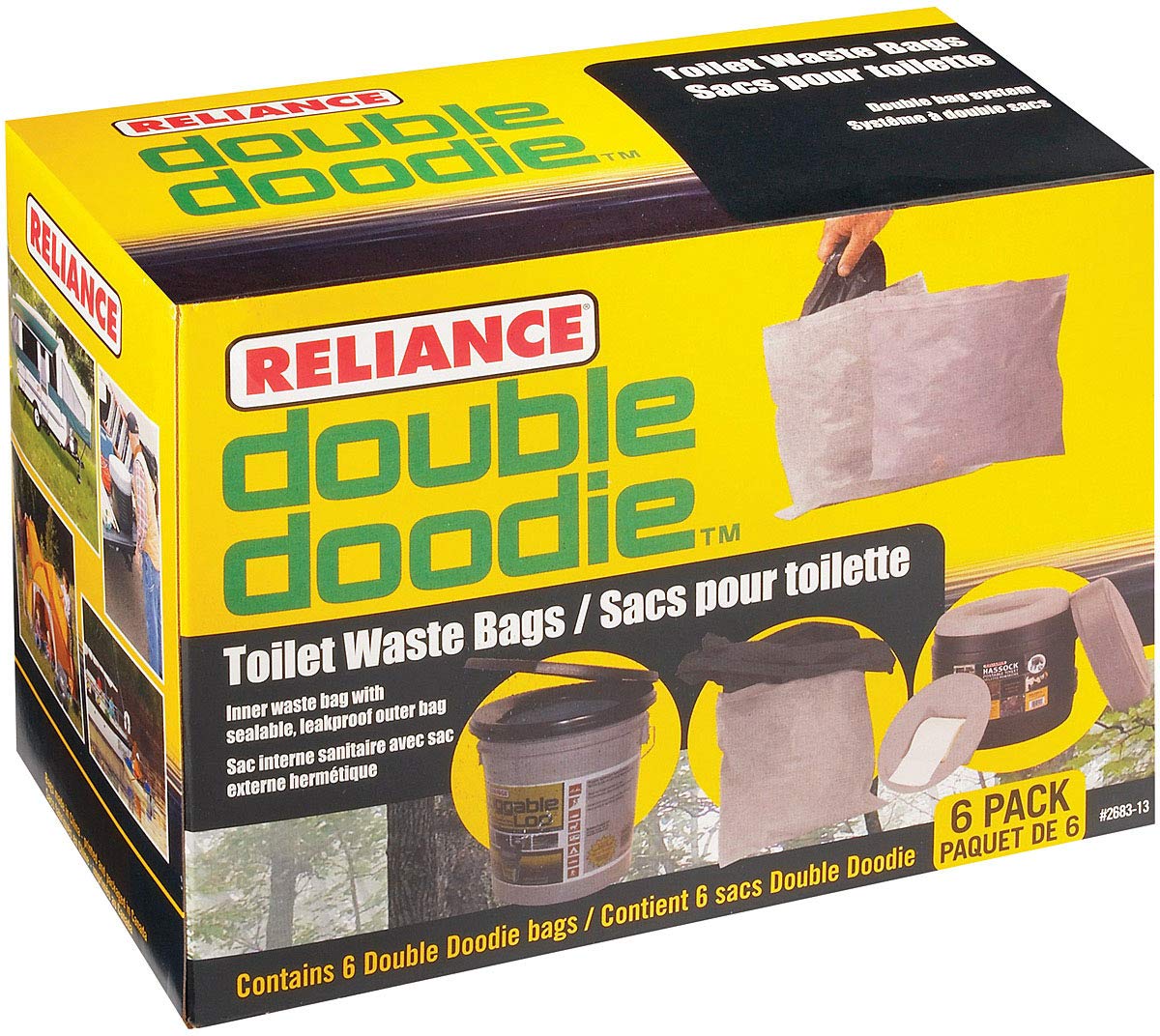 Reliance Double Doodie Toilet Waste Bags-No Gel (Black, Small)