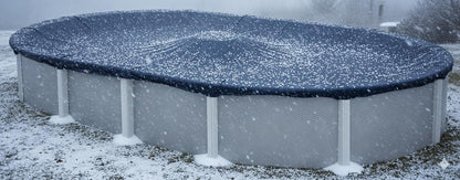 Cubierta de invierno para piscina, cubierta de invierno de 8 x 12 pies, ovalada, azul sólido, incluye cabrestante y cable para una fácil instalación, resistencia y durabilidad superiores, tratada para