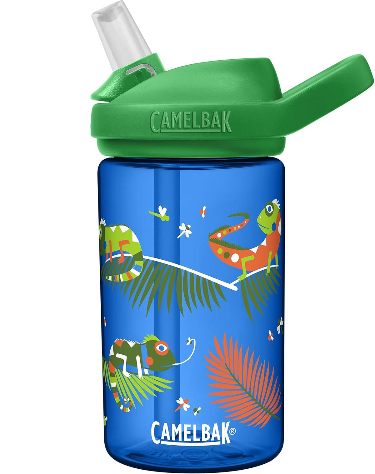 CamelBak Eddy+ Botella de Agua Infantil 414 ml con Popote, Sirenas Mágicas - Iguanas - Botella de agua