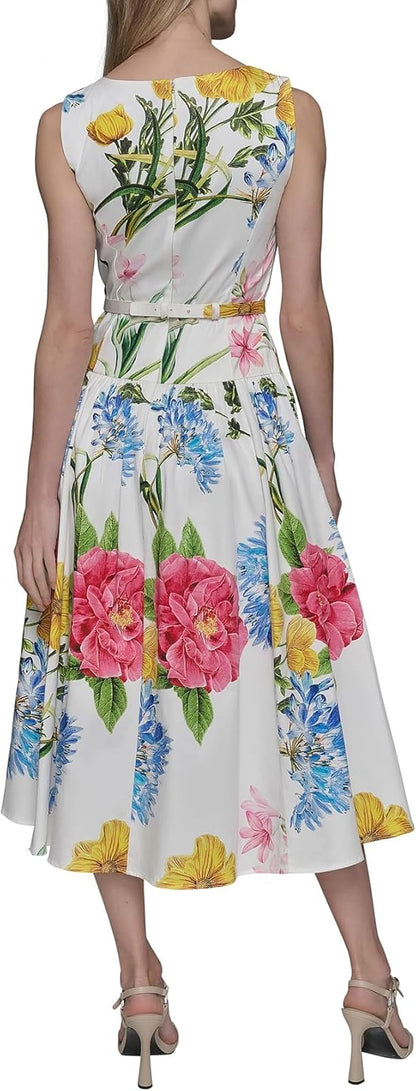 KARL LAGERFELD Scoop Neck Sleeveless Midi Sheath Dress Vestido Informal Mujer