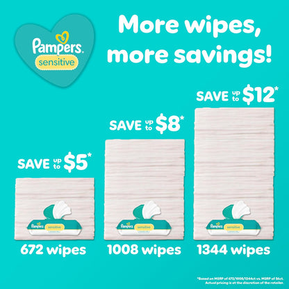Pampers Sensitive Wipes 3x Travel Pack 168 Count