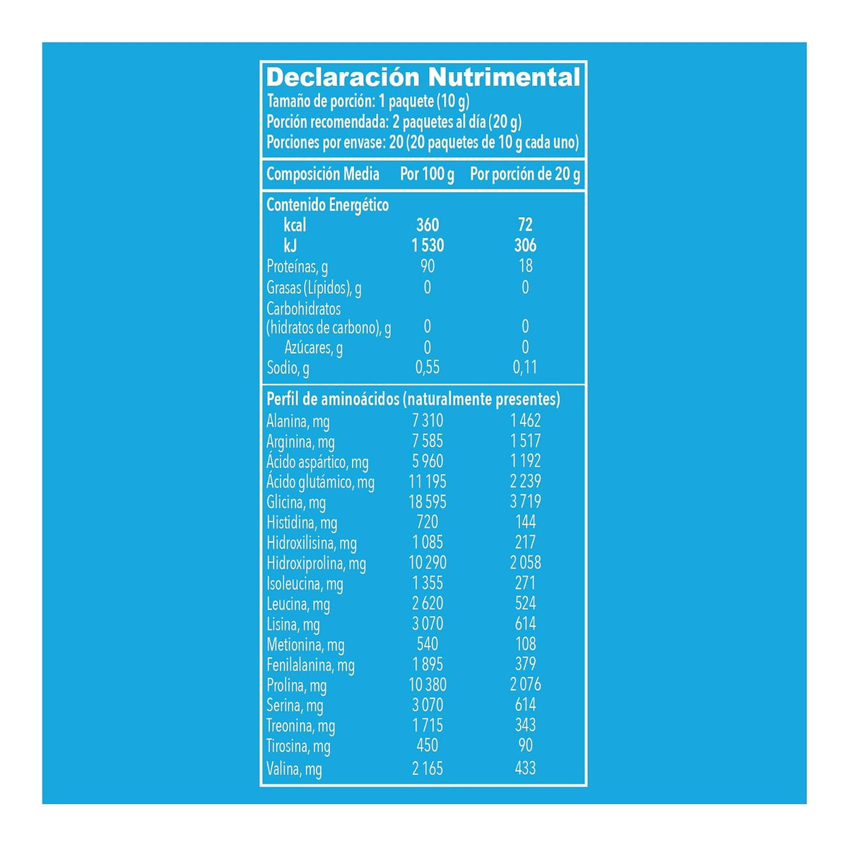 Vital Proteins Péptidos de Colágeno Bovino Sin Sabor Caja con 20 Sobres de 10g
