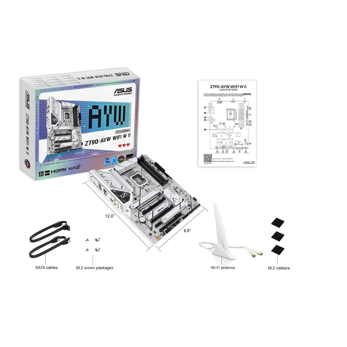 ASUS Z790-AYW WiFi W II Intel Z790 (LGA 1700) ATX Placa Base con PCIe® 5.0, 3X M.2, 12+1 DrMOS, DDR5, WiFi 6, 2.5Gb LAN, HDMI, USB 10Gbps Type-C®, USB 10Gbps Type-C®, Thunderbolt™, USB4®, Aura Sync