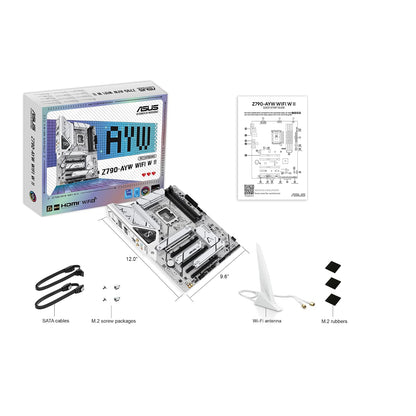 ASUS Z790-AYW WiFi W II Intel Z790 (LGA 1700) ATX Placa Base con PCIe® 5.0, 3X M.2, 12+1 DrMOS, DDR5, WiFi 6, 2.5Gb LAN, HDMI, USB 10Gbps Type-C®, USB 10Gbps Type-C®, Thunderbolt™, USB4®, Aura Sync