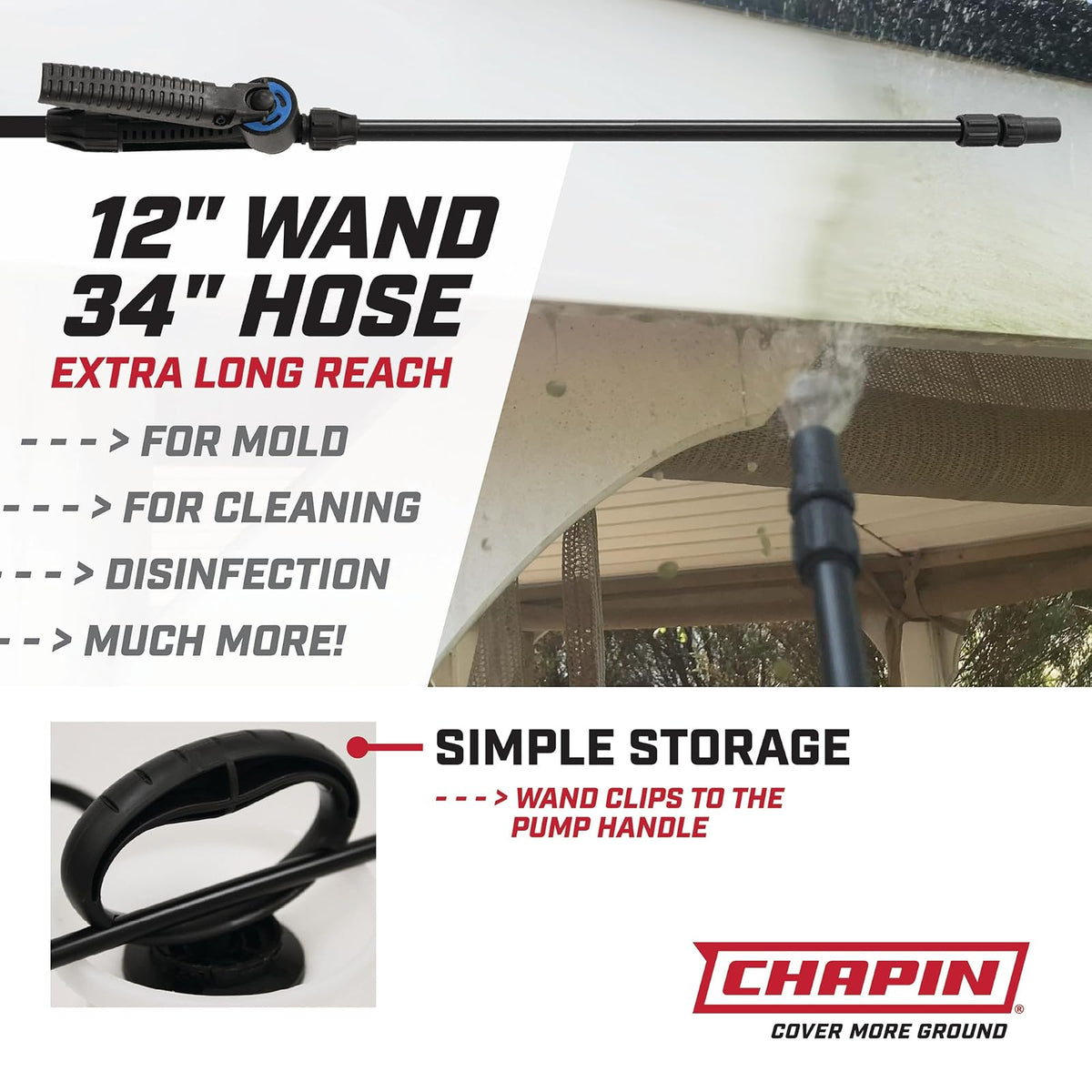 Chapin 20074: Made in The USA Disinfectant Bleach Sprayer, 1-Gallon, Adjustable Cone Nozzle, Compatible with Bleach Solutions and Fungicides, Bonus Spray Shield, Translucent White