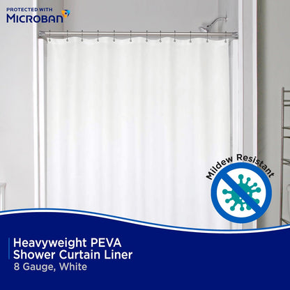 Kenney MB61169 Microban Protector de cortina de ducha impermeable de PEVA calibre 8 con ojales de metal resistentes al óxido y dobladillo magnético pesado para baño, 70 pulgadas de ancho x 72 pulgadas