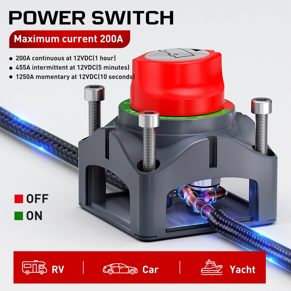 Nilight Interruptor de Batería Resistente 275A On/Off 90015A