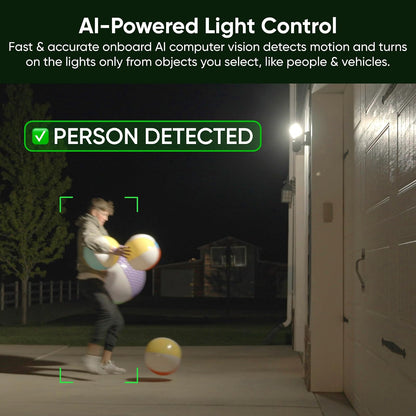 WYZE CAM Floodlight Pro with 3000 Lumen Leds, Wired 2K HD IP65 Outdoor Smart Security Camera, Color Night Vision, 180 Degree Customizable Motion Detection, 105dB Siren, and Two-Way Audio, White