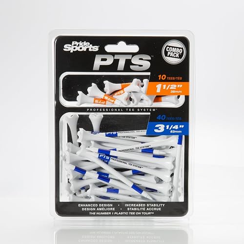 Pride Golf TeePride Professional tee System, Pride Performance Plastic Golf Tees Combo Pack, 3-1/4 Inch