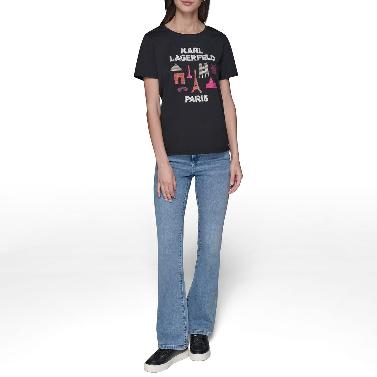 Karl Lagerfeld - Playera Informal Suave con Logotipo Diario para Mujer