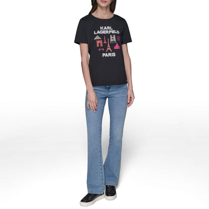Karl Lagerfeld - Playera Informal Suave con Logotipo Diario para Mujer