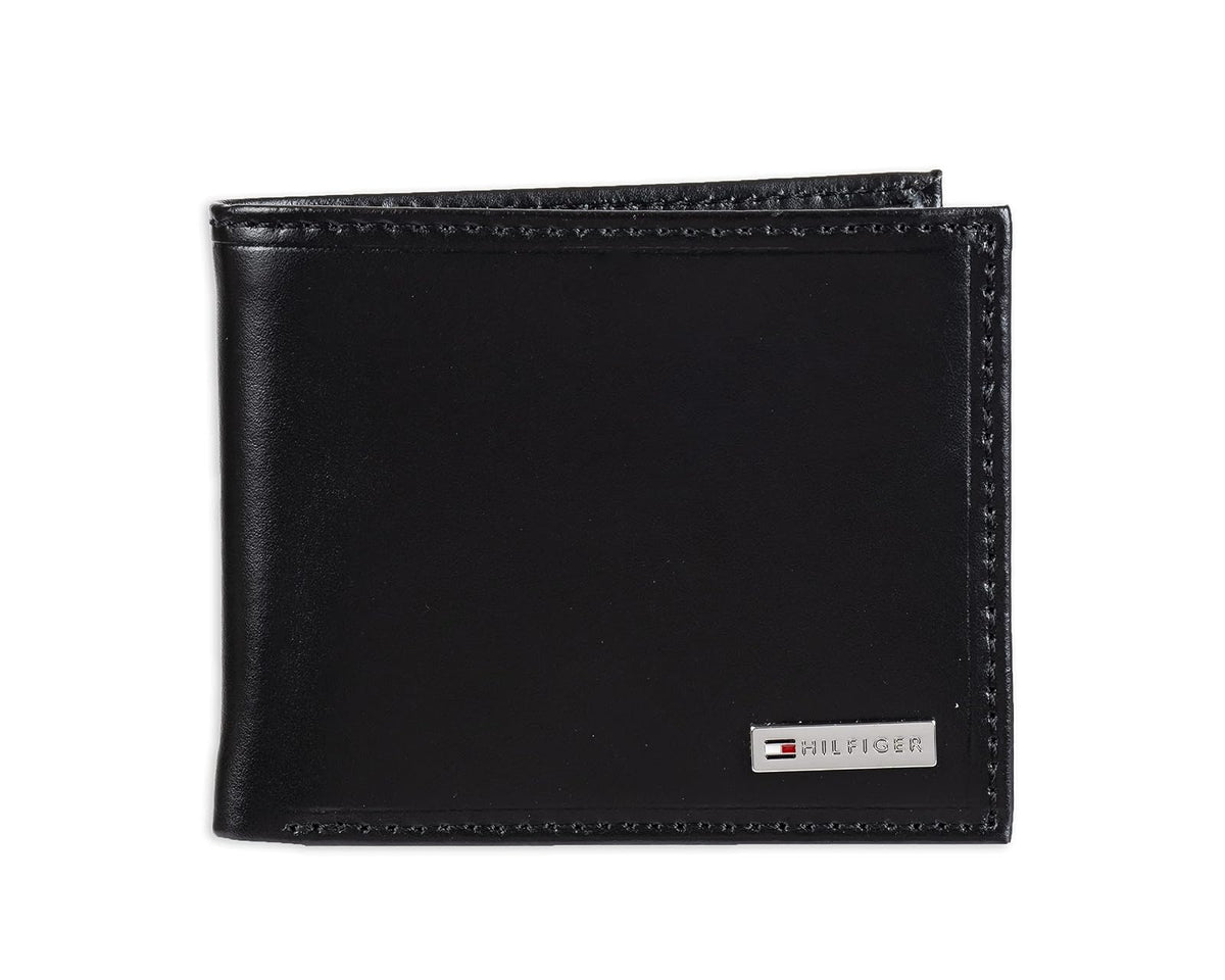 Tommy Hilfiger - portafolios de piel auténtica para hombre con ventana de identificación y múltiples ranuras para tarjetas
