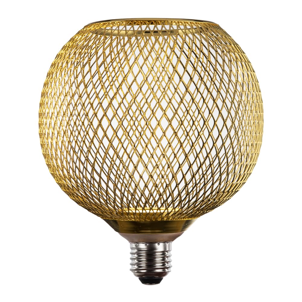Tecnolite - Foco Globo Malla Metálica LED 4.5 W, Luz Ámbar, Base E27, No atenuable