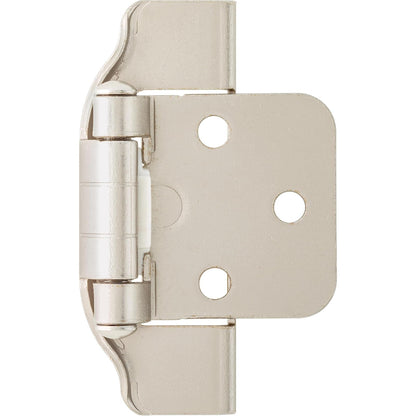 Franklin Brass (Paquete de 10) bisagras de gabinete de cierre automático de 1/2 pies, superposición semienvolvente para puertas de gabinetes, cocinas, armarios, armarios, muebles, níquel satinado