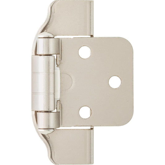 Franklin Brass (Paquete de 10) bisagras de gabinete de cierre automático de 1/2 pies, superposición semienvolvente para puertas de gabinetes, cocinas, armarios, armarios, muebles, níquel satinado