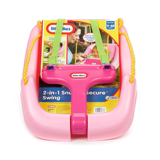 LITTLE TIKES, 2-in-1 Snug 'n Secure Swing, Columpio para Niñas, para Exterior o Interior, Cómodo y Seguro, Color Rosa