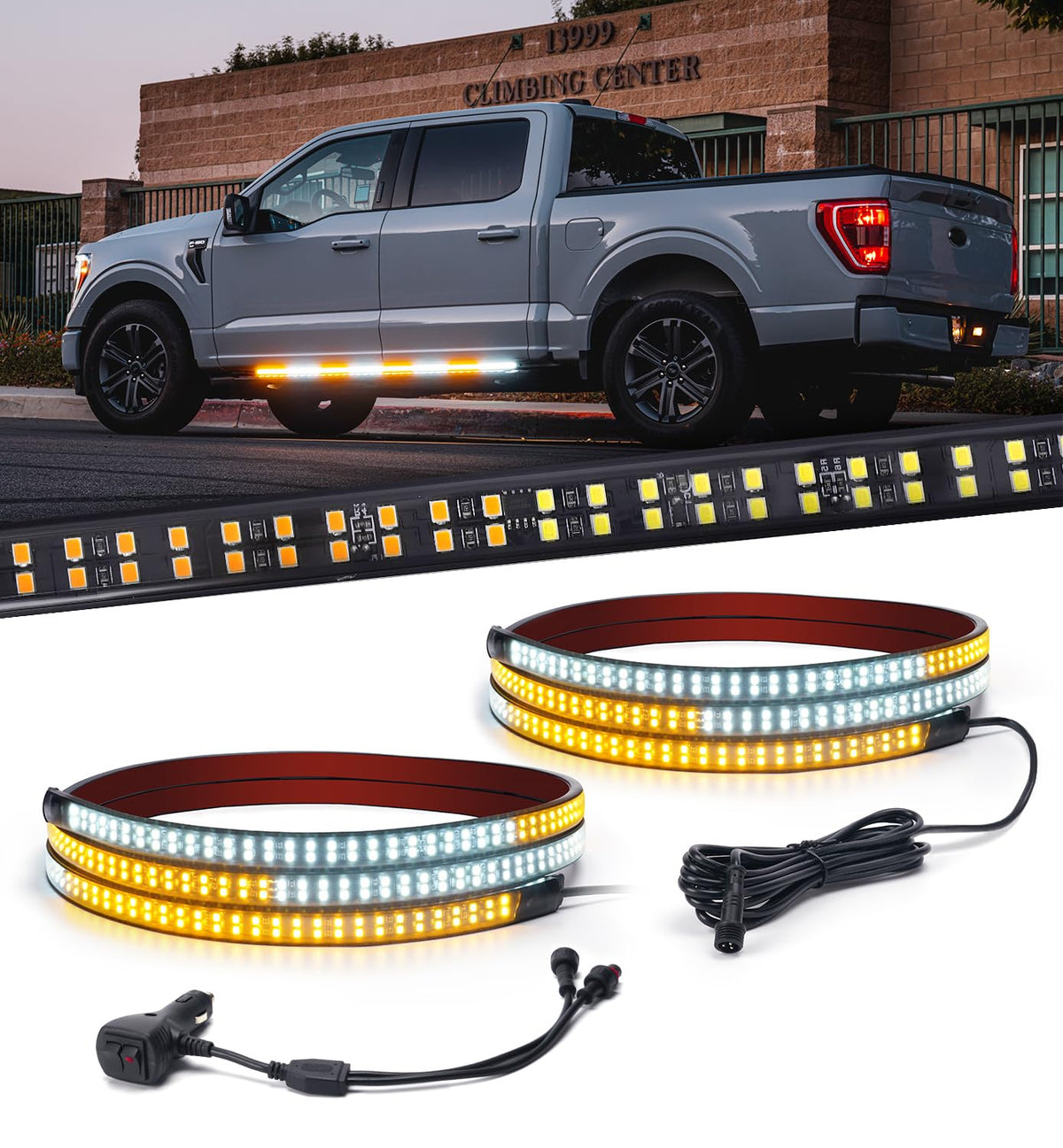 Xprite Luces LED Estroboscópicas para Estribo 70 Pulgadas 864 LED - Blanco y Ámbar