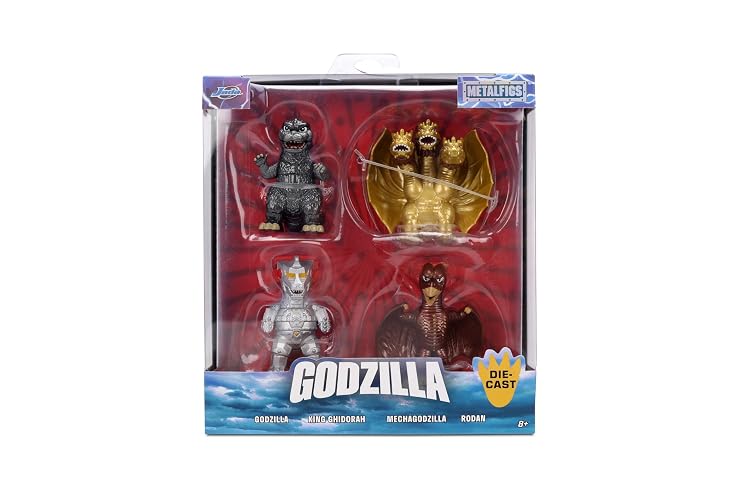Jada Godzilla Metalfigs Paquete de 4 Cifras coleccionables Toho Monsters Escala de 2.5 Pulgadas – Godzilla, Mechagodzilla, Ghidorah, Rodan Toys