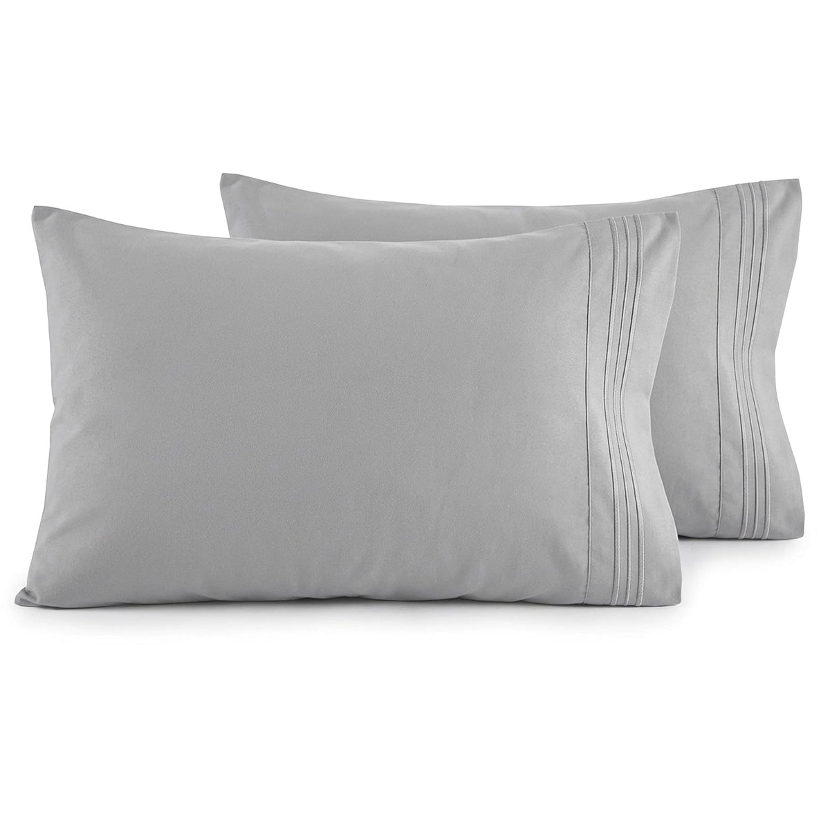 Fundas de Almohada Elegant Comfort de Microfibra Set de 2 - Plata - King - California King