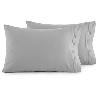 Fundas de Almohada Elegant Comfort de Microfibra Set de 2 - Plata - King - California King