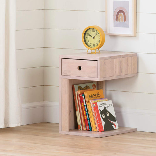 South Shore Furniture Sweedi Solid 1-Drawer Nightstand-Pink Wood