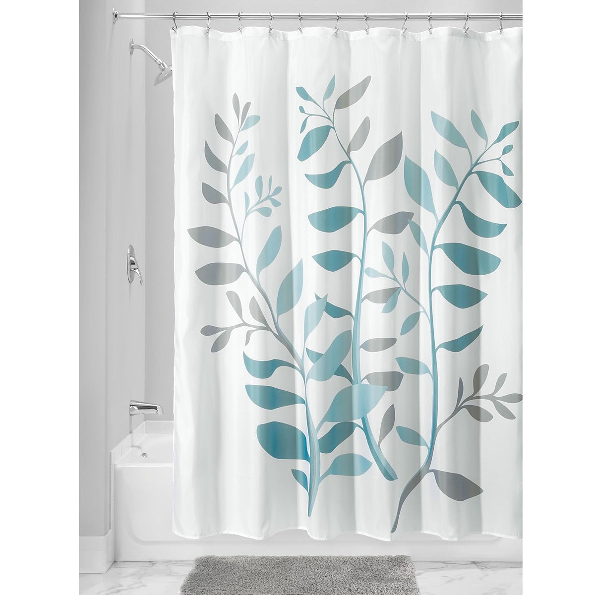 InterDesign 71821 Laurel Shower Curtain, Gray/Blue