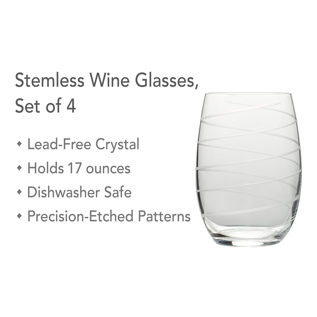 Mikasa Cheers - Copas de vino (4 unidades), Vaso de vino sin tallo, Transparente, Paquete de 4, 1
