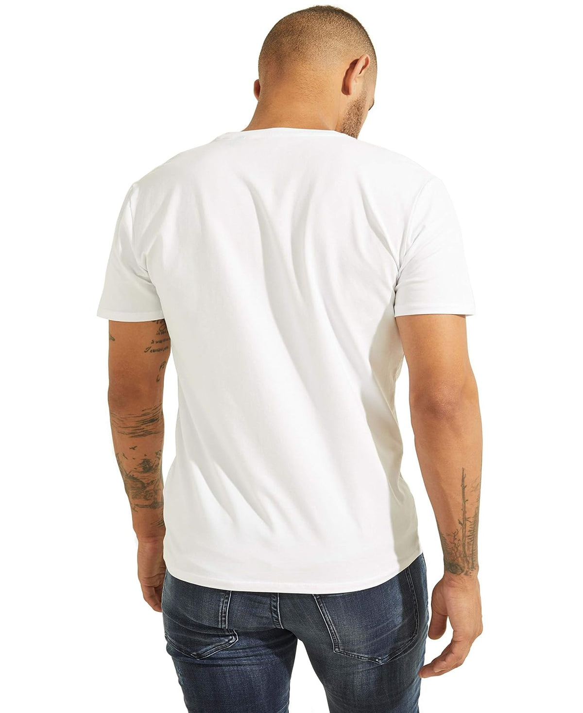 Guess Playera con Logotipo Triangular en Contraste. Camiseta para Hombre