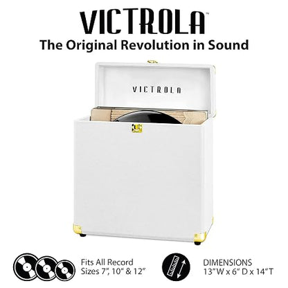Victrola Collector - Maleta para Almacenamiento de Discos de Vinilo, Capacidad para más de 30 LPs - Blanco