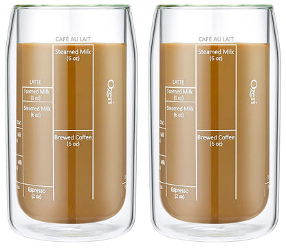 Ozeri Moderna Artisan Series - Vaso de café barista de doble pared, 15 onzas, transparente