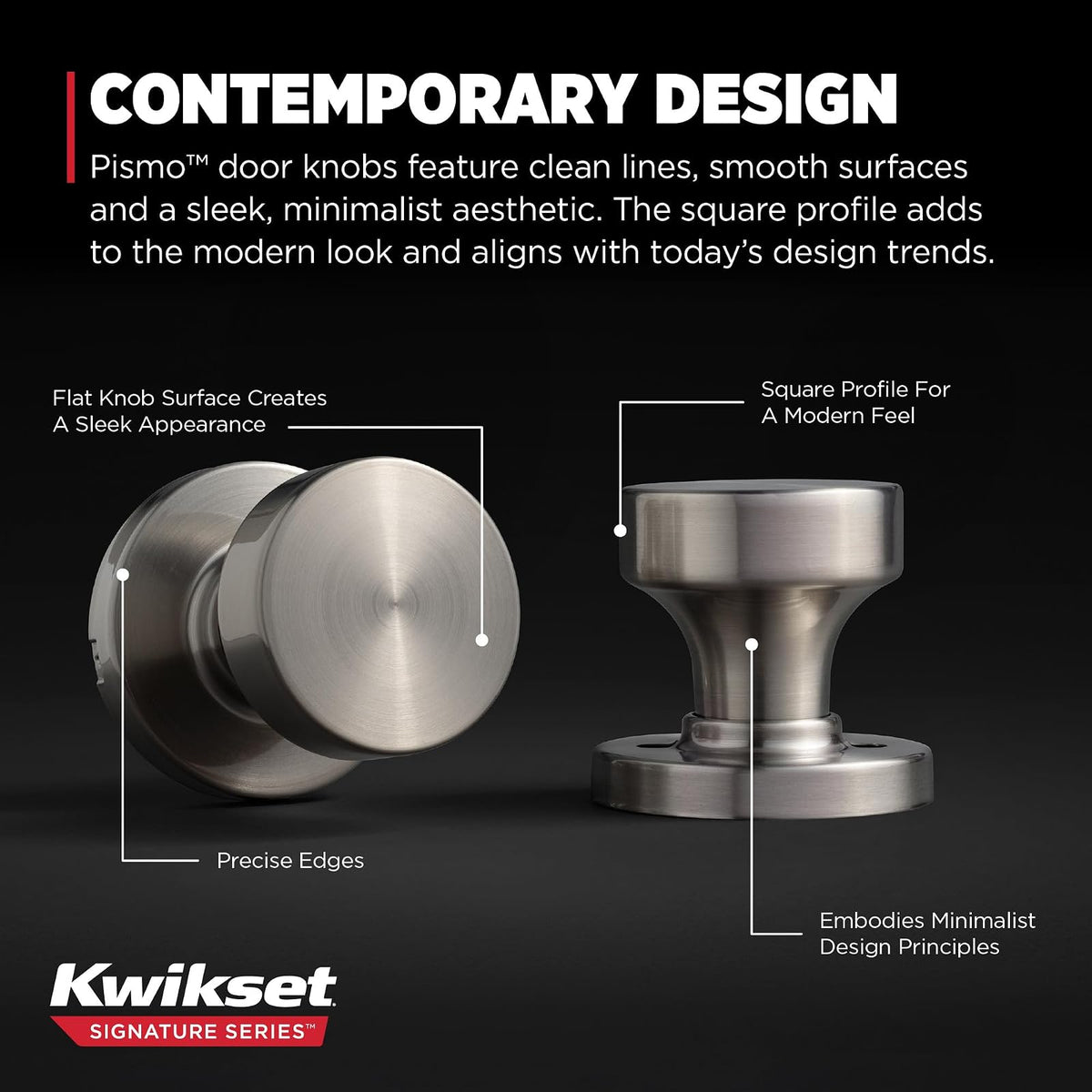 Kwikset Pismo - perilla para puerta (níquel satinado), Pasaje, Níquel Satinado