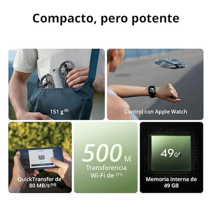 DJI Neo 2 (solo dron), dron 4K ligero con cámara | Despegue y aterrizaje desde la palma, control gestual, ActiveTrack, detección de obstáculos omnidireccional