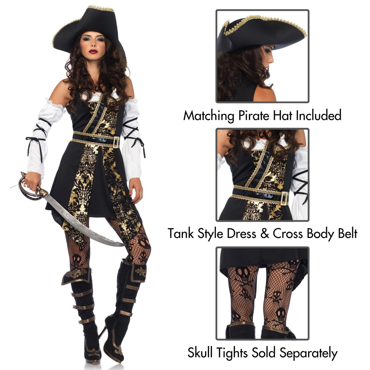 Leg Avenue Women's Black Sea Sexy Buccaneer Pirate Costume