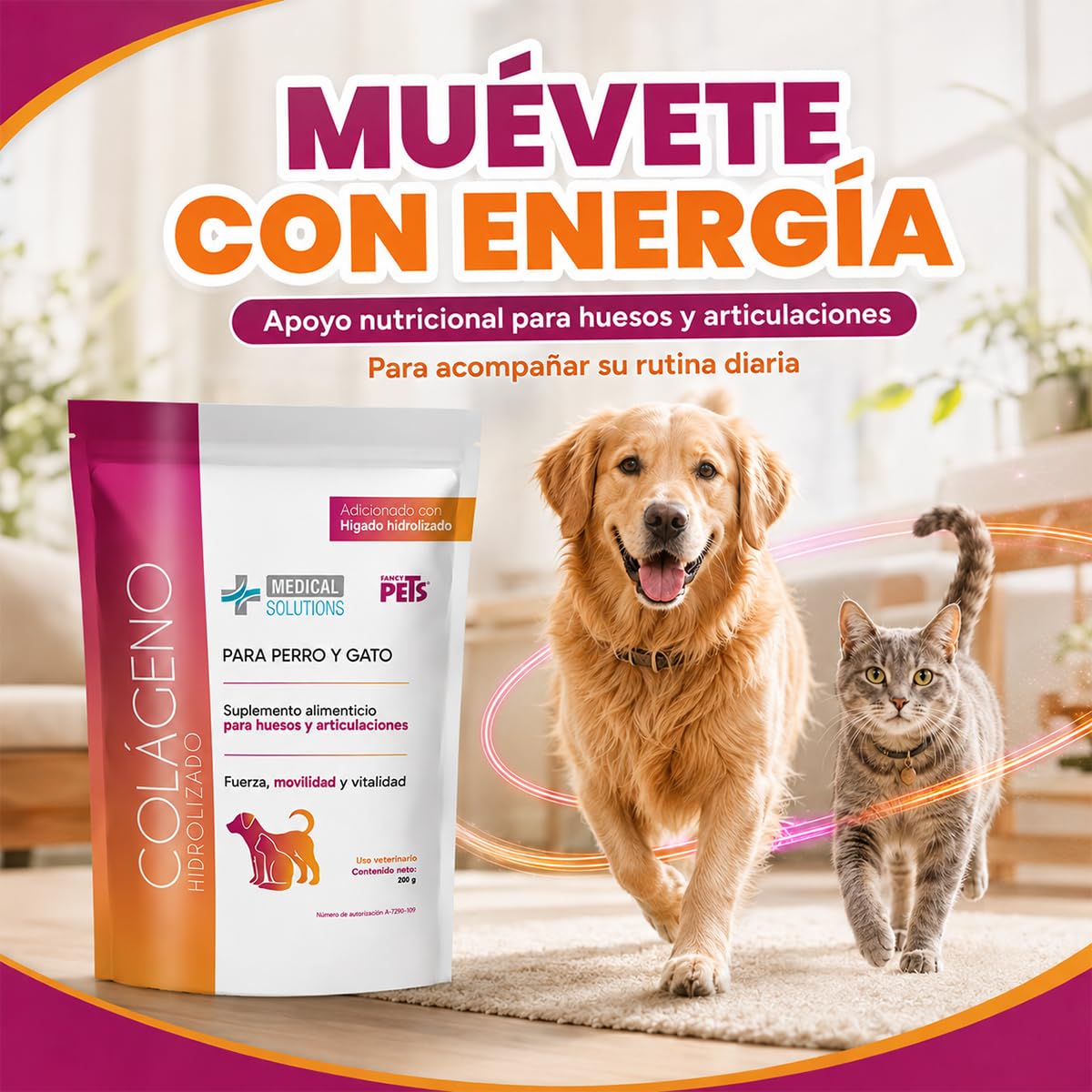 Fancy Pets Medical Solutions Colágeno Hidrolizado para Perros y Gatos - Suplemento para Articulaciones, Huesos y Piel Saludable, 200 g