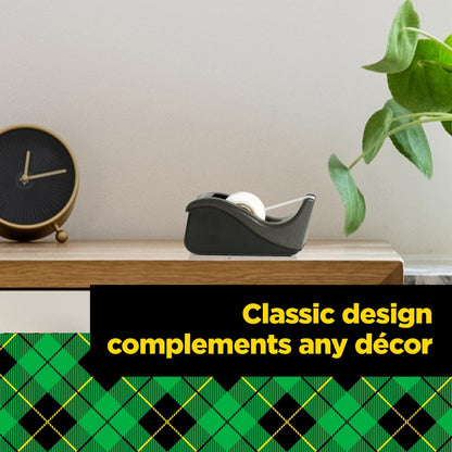 Scotch Dispensador de cinta de computadora, paquete de 3, peso y base antideslizante, negro, hecho de plástico 100% reciclado (C-38-3PK-SIOC)