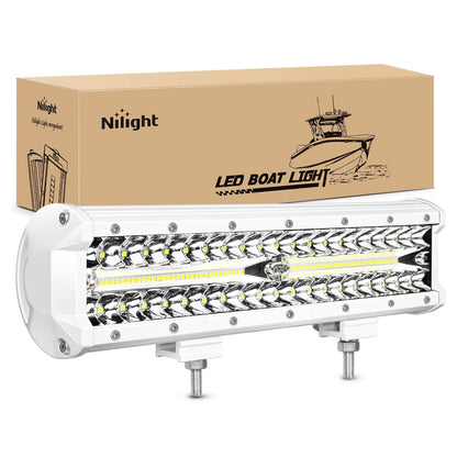 Nilight 18062CW Barra de Luz LED de Navegación Marina de 12 Pulgadas, Combo Punto/Inundación Blanco, para Barco
