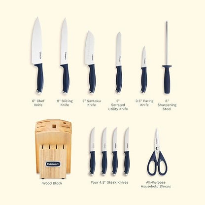 Cuisinart Color Pro Collection Juego Cuchillos con Bloque C77SSN-12P | Rojo, 12 piezas, acero inoxidable, afilador de acero, tijeras domésticas