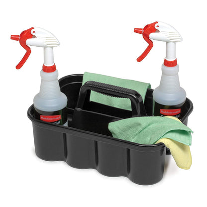 Rubbermaid Commercial Products – Caddy Porta Botellas y Herramientas para Carros de Limpieza, Organizador de Productos de Limpieza, Negro FG315488BLA