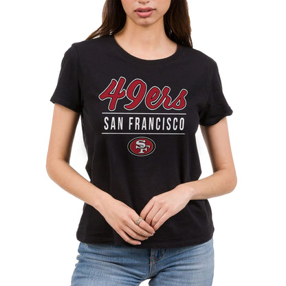 Junk Food San Francisco 49ers Script Team Name - Playera de Manga Corta para Mujer Playera Mujer