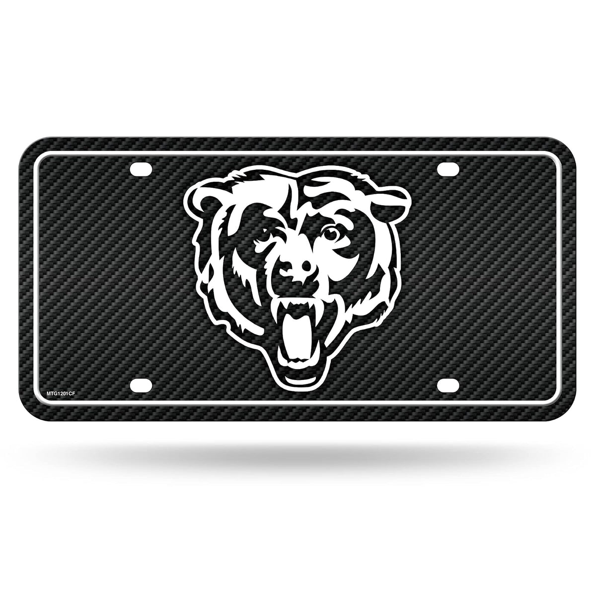 Rico Industries Placa Metálica NFL Fibra de Carbono para Auto - Chicago Bears