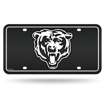 Rico Industries Placa Metálica NFL Fibra de Carbono para Auto - Chicago Bears